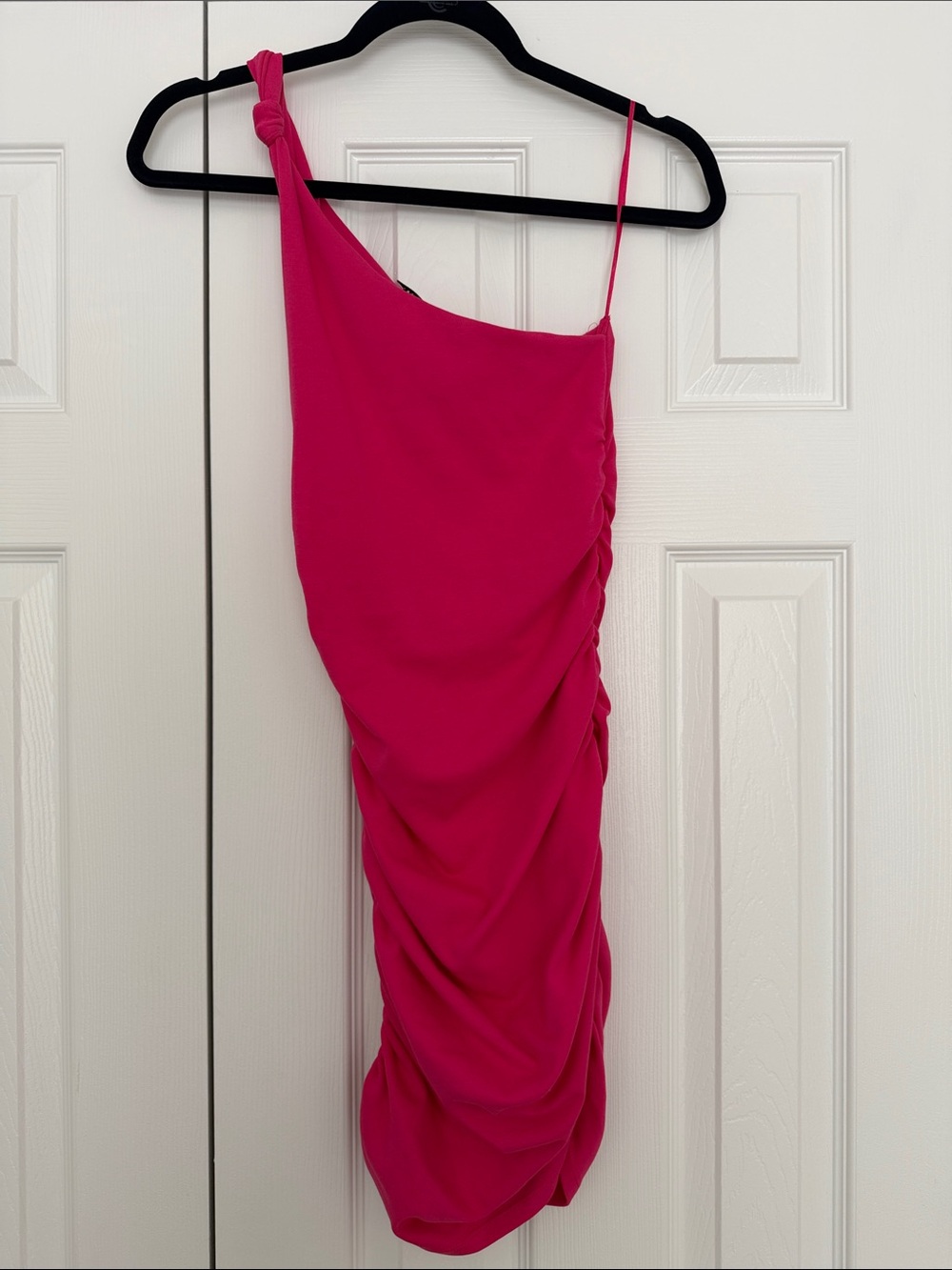 Zara Fuchsia One-Shoulder Ruched Dress